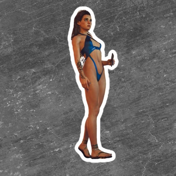 Sexy Ellie on phone Bubble-free stickers (Customizable) - Picture 1 of 3